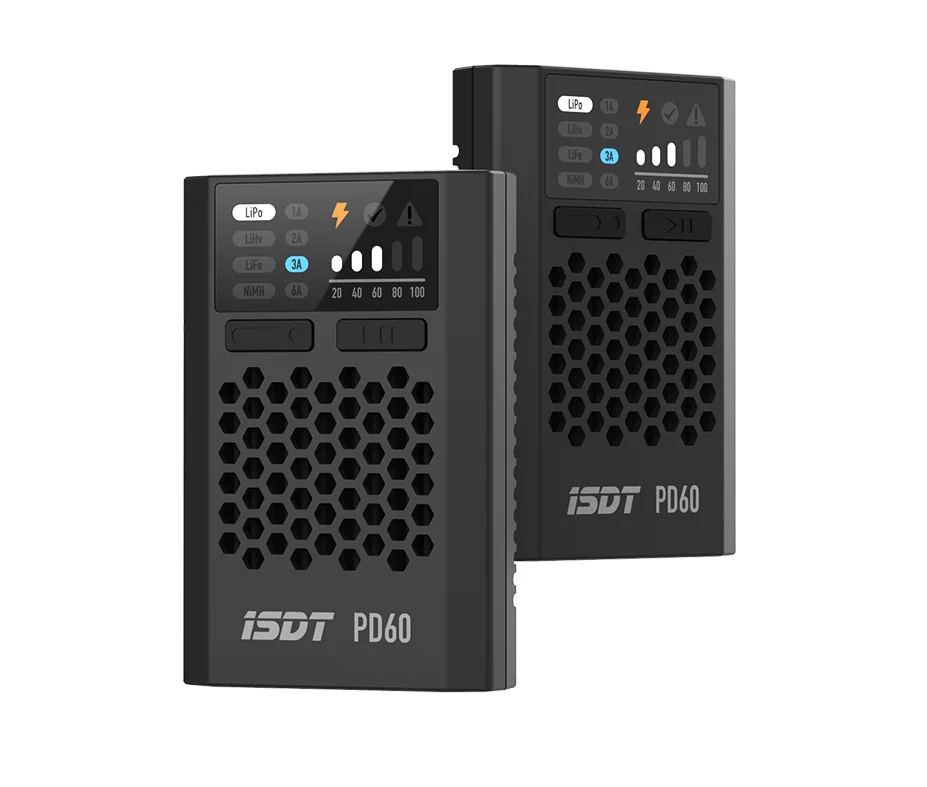 

ISDT PD60 60W Battery Balance Charger Type-C Input for 2-4S Lipo Battery for RC FPV Drone XT60 Plug