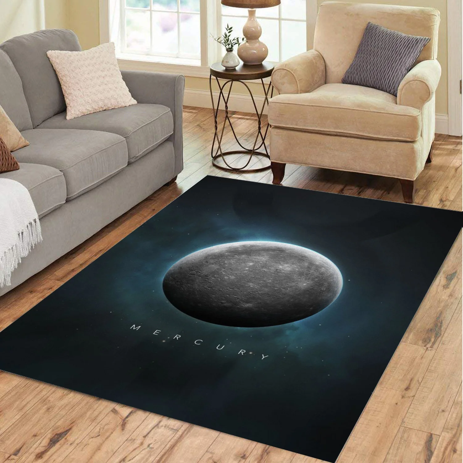 

A Portrait of the Solar System Mercury Carpet for Living Room Rug Children Bed Room Floor Carpets Window Bedside Home Decor
