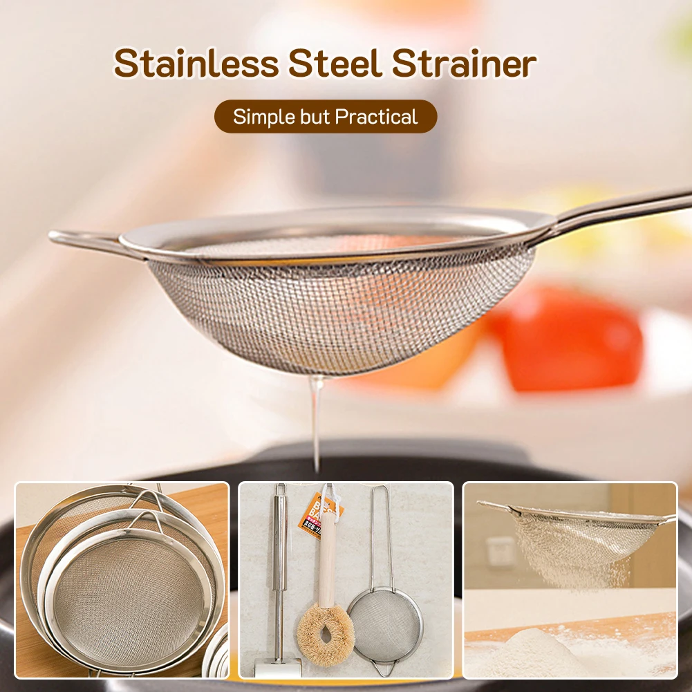 

8/10/12/14/16CM Fine Mesh Strainer Oil Strainers Flour Colander Sieve Sifter Food Egg Filter Baking Tools Home Kitchen Gadgets