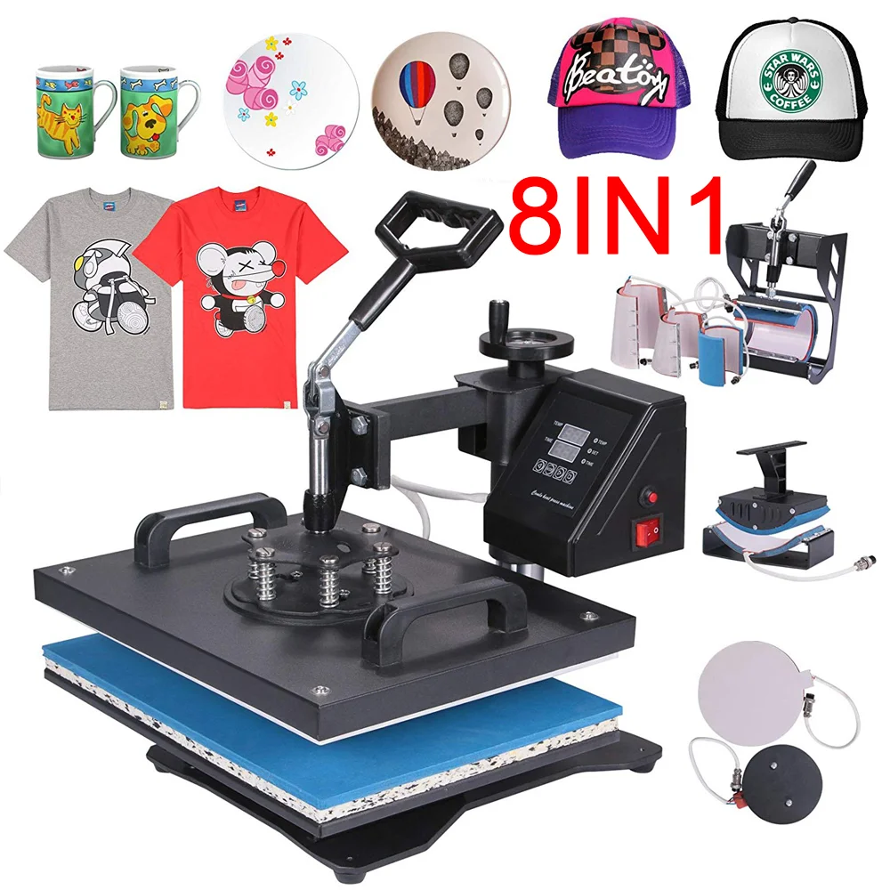 

RubySub Double Display 8 in 1 Combo Heat Press Machine Sublimation Machine 2D Transfer Mug Hat Tshirt Printer