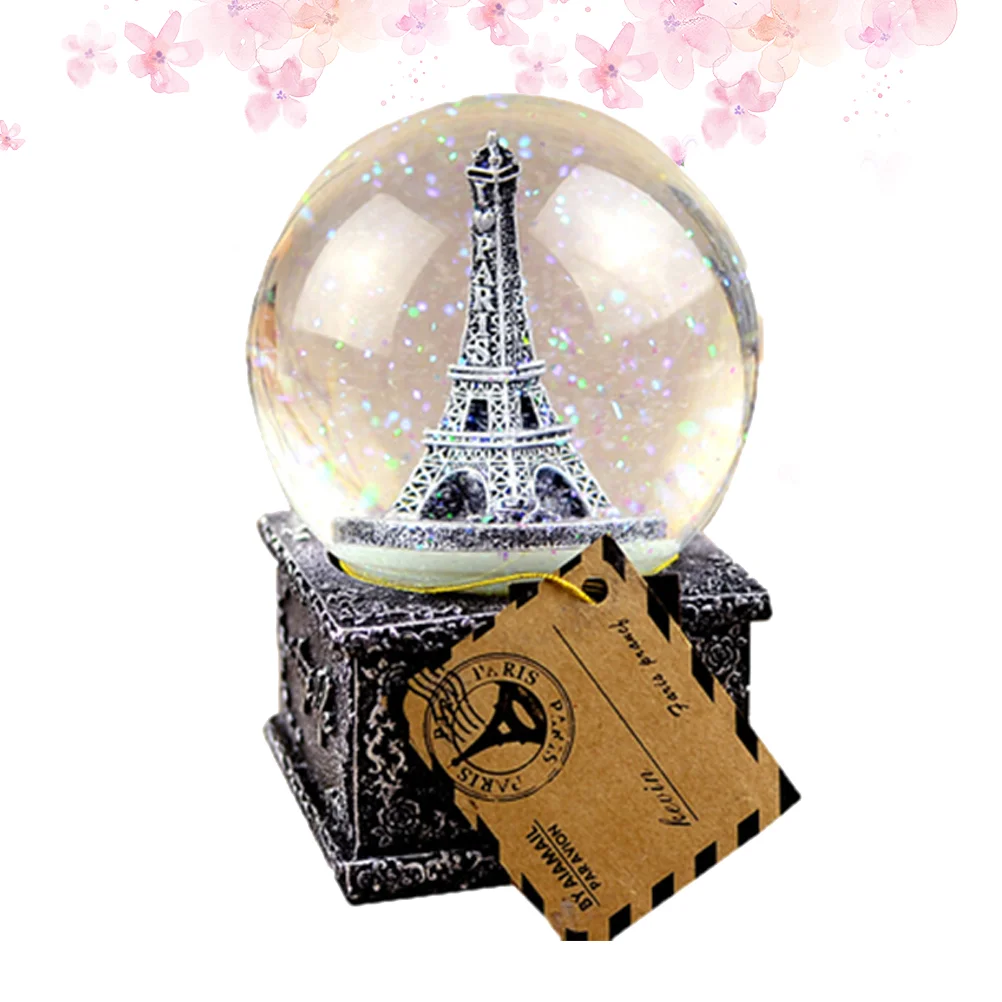

Globe Snow Musicalcrystalbox Tower Eiffel Christmas Snowflake Paris Water Led Vintage Birthday Lights Singing Lantern Desktop