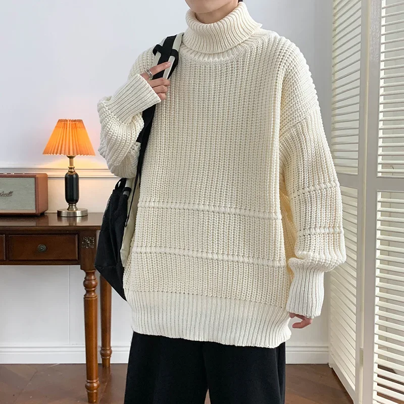 Новый мужской бархатный свитер-поло с оленем/однотонный свободный Универсальный