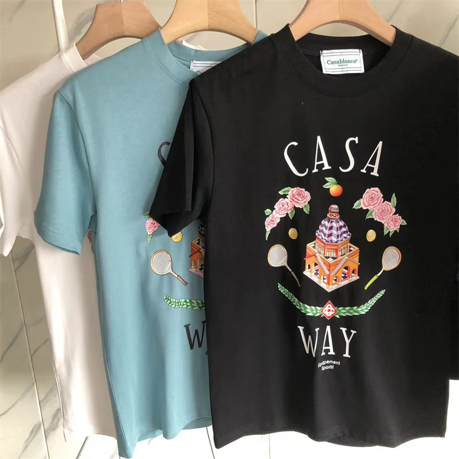 

New Casablanca Tennis Club Castle T Shirt Men Women Summer Style 2023ss Tee Top T-shirt