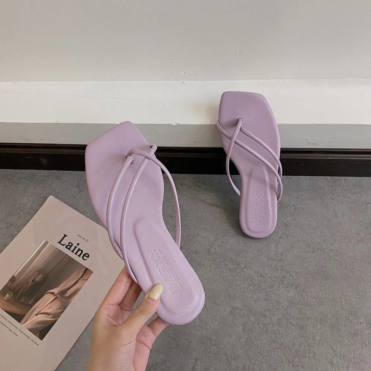 

Тапки женские на низком каблуке, мягкие простые туфли, резина, ПВХ, ПУ, круглый носок, удобные тапочки, 2022