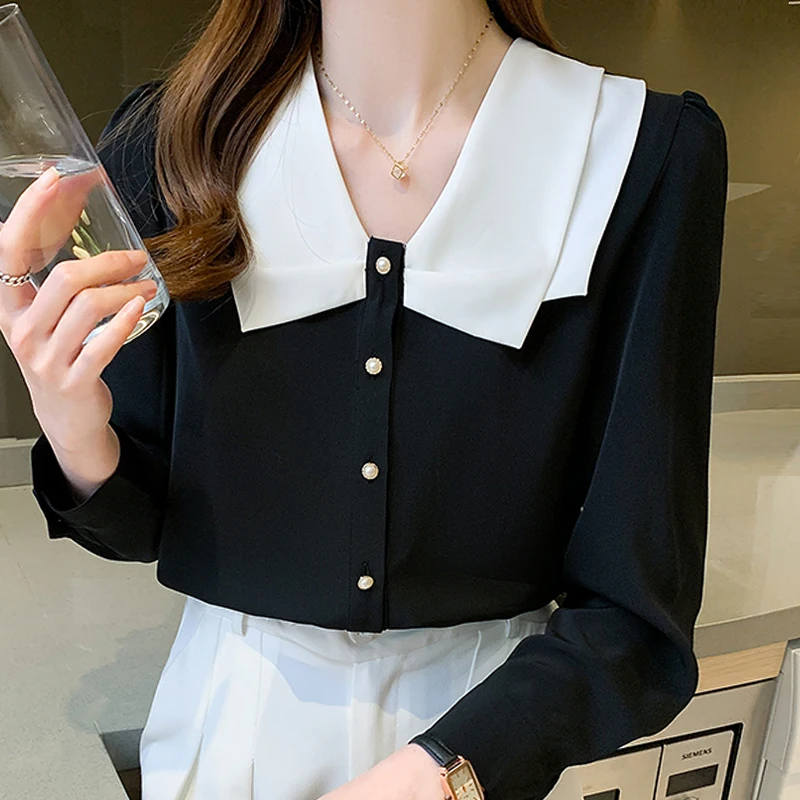 Блузка женская шифоновая с длинным рукавом весна 2023