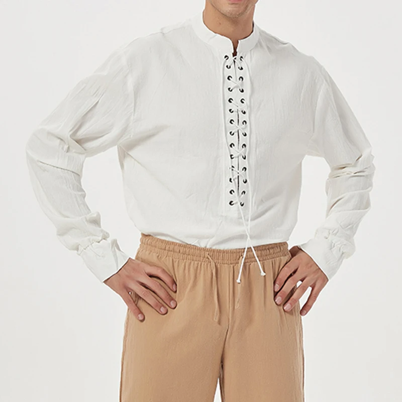 

Костюм для косплея в средневековом дворцовом стиле принца, винтажная повязка с воротником-стойкой, свободная рубашка с длинным рукавом, для...