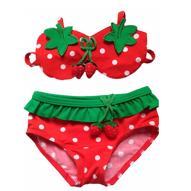 Милый купальник с клубничкой для маленьких девочек юбкой детский купальный