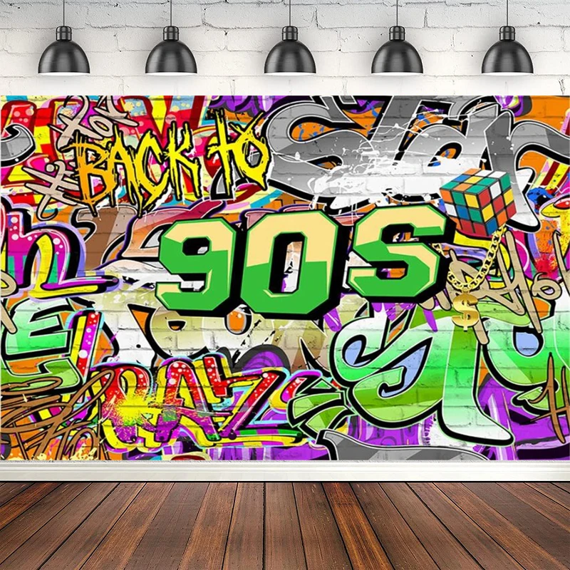 

Back To 90s Photography Backdrop Graffiti Hip Pop 90'S Party Birthday Banner Decoration Supplies Background Poster Props