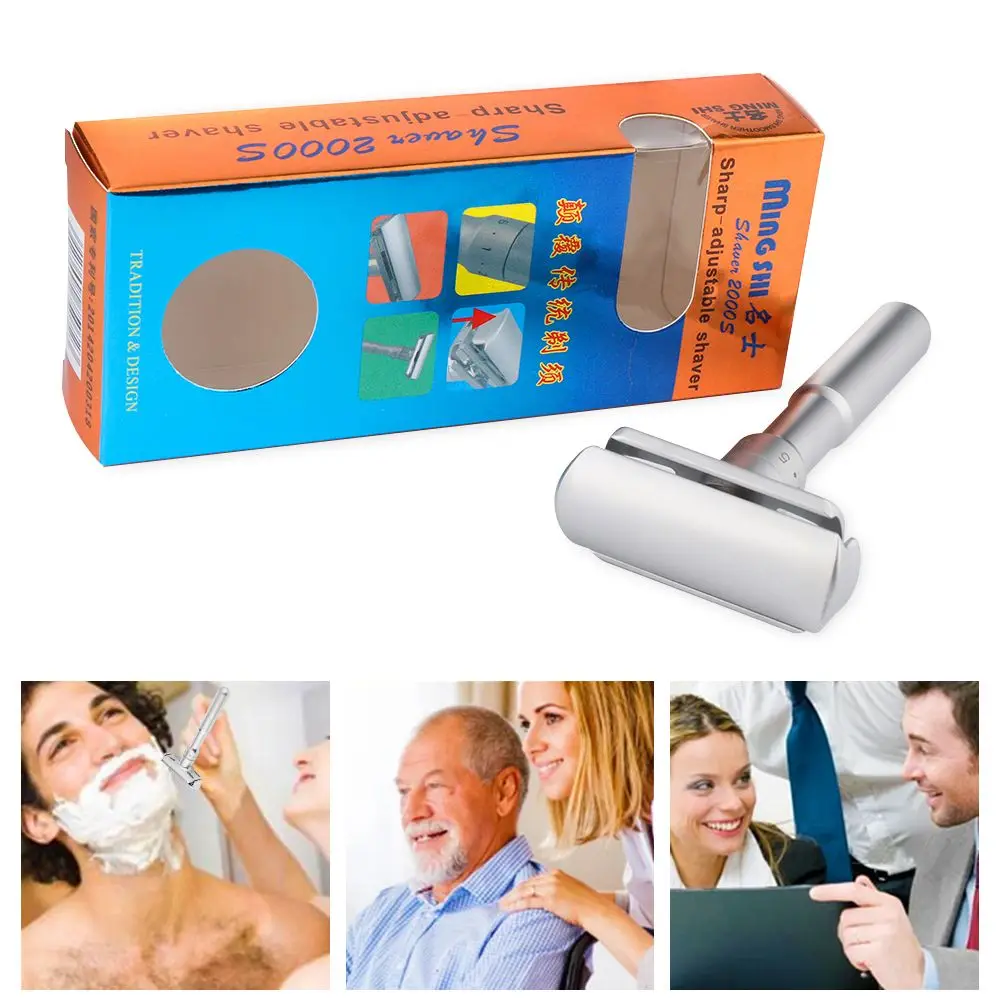 

Men Shaving Tool Classic 1-6 Files Adjustable Safety Razor Double Edge Hair Removal Shaver With 5 Blades