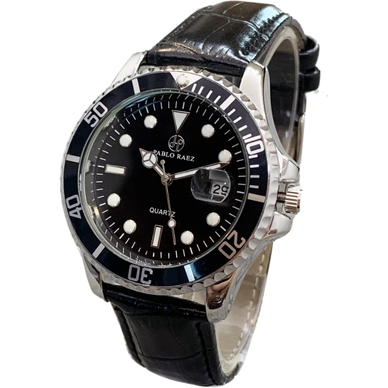 

PABLO RAEZ Top Brand Luxury Men Hot Watch Male Date Sport Military Clock Leather Luminous Quartz Business Submariner Wristwatch