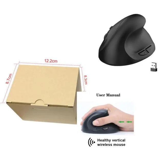 Ergonomic Desktop Upright Mouse Portable Ergonomic Wireless Vertical Mouse Usb Receiver Optical Mice For Pc Laptop Office Home 6