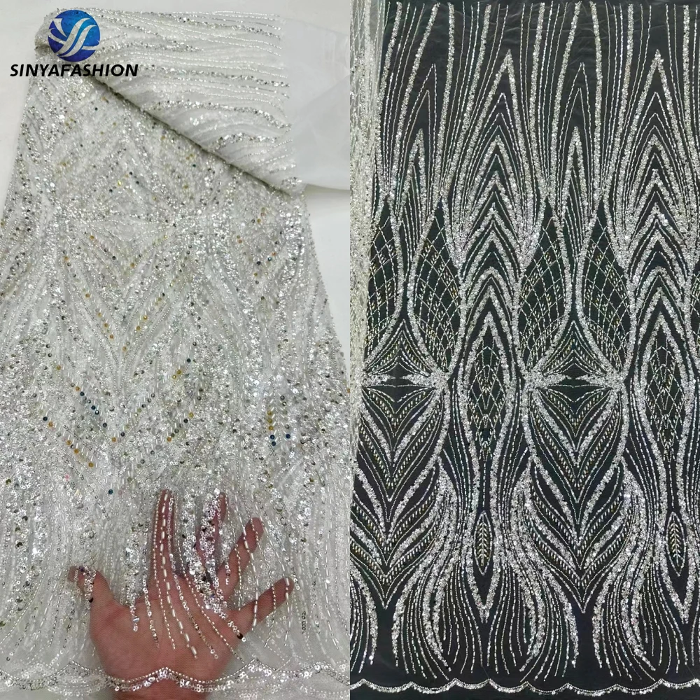 Красные хрустальные бусины блестки африканская нигерийская кружевная ткань 2024