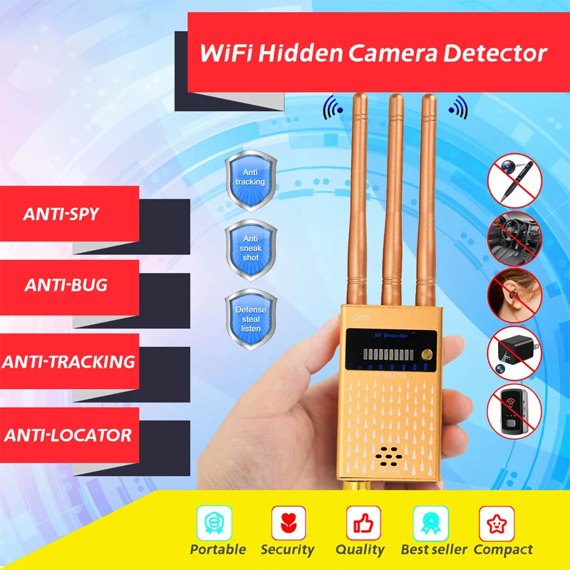 G619 WiFi Hidden Camera Infrared Scanning Detector Anti-eavesdropping RF Signal Detector Anti-tracking Anti-trap GPS Locator enlarge