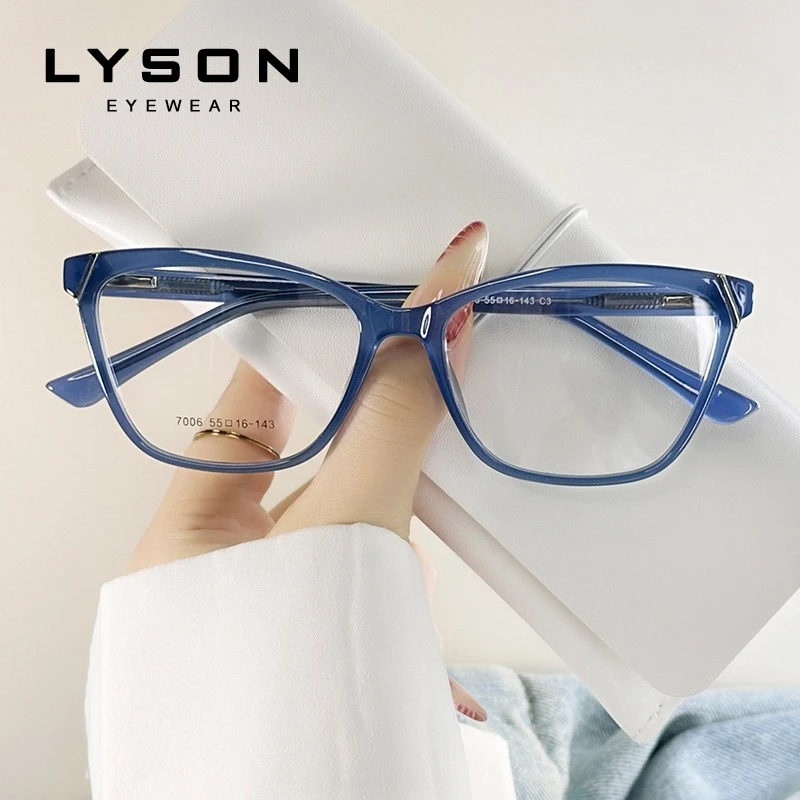 Фото LYSON текстурированные прямоугольные очки для чтения TR90 женские очки с защитой от синего света для близорукости и дальнозоркости повседневная одежда оптические очки №4