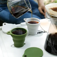 telescopic drinking cup 150ml folding cup silicone mini retractable cup portable teacup with lid outdoor travel coffee