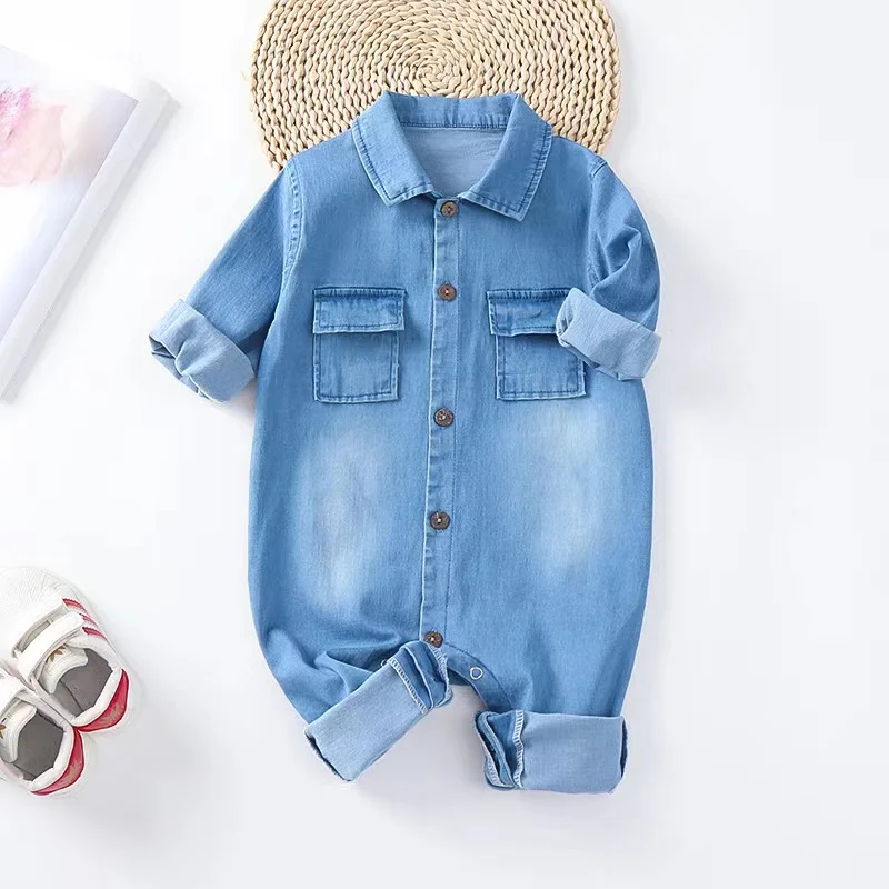 

2022 Fashion Spring & Autumn Newborn Boys Girls Cowboy Jumpsuits Clothes Baby Boys Girls Long Sleeve Rompers Children Rompers