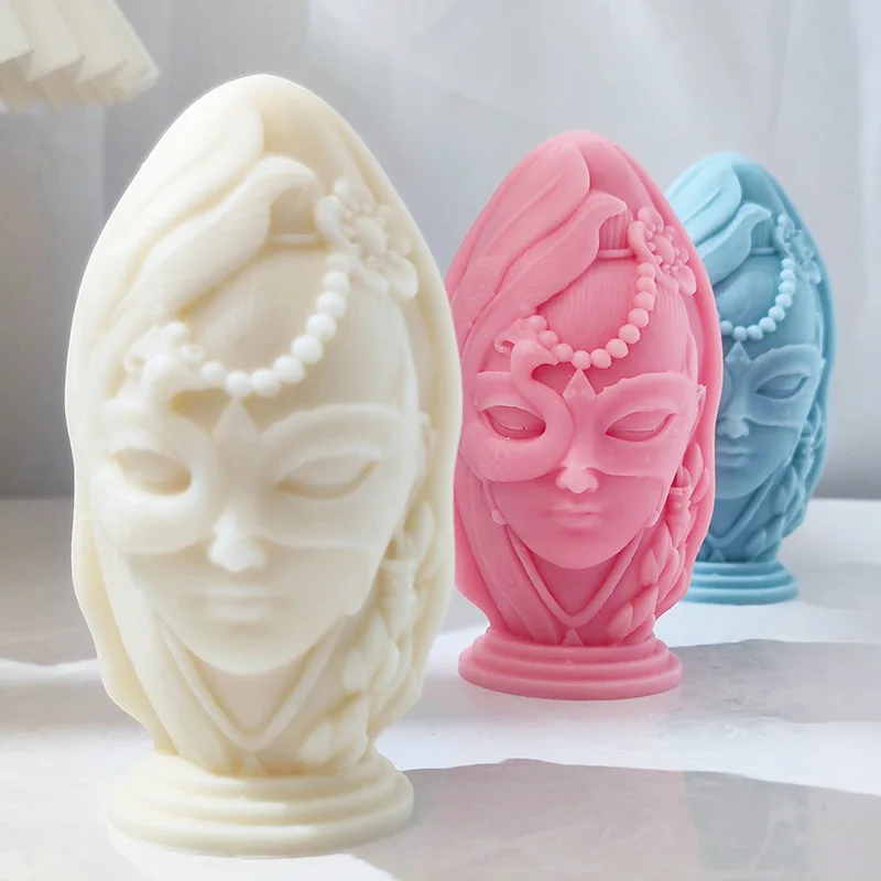

3D Western Beauty Statue Silicone Mold Human Face Candle Making Supplies Resin Gypsum Chocolate Soap Mould Art Home Decor Gifts