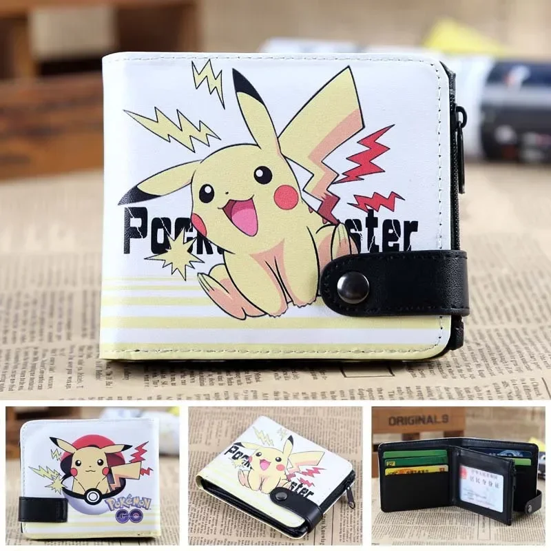 

Pokemon Pikachu Purse Women's Cartoon Fashion Pikachu Printed Folding Wallet Children's Anime Peripheral Large Capacity Purse