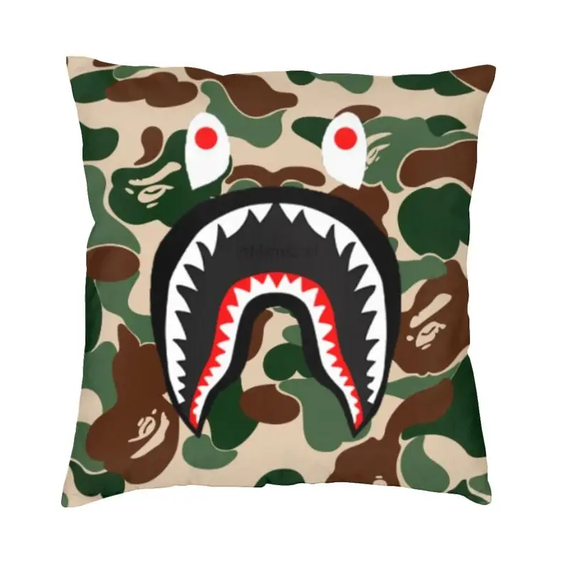

Bape Shark Camo Square Pillowcover Decoration Camouflage Pattern Cushions Throw Pillow for Sofa Double-sided Printing