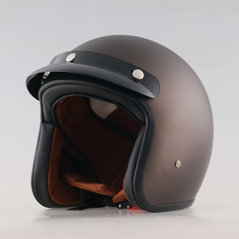 

Мотоциклетные винтажные шлемы 3/4 с открытым лицом и полями Casco Moto Jet Scooter Cruiser Bike Helmet Retro DOT Approved Casque