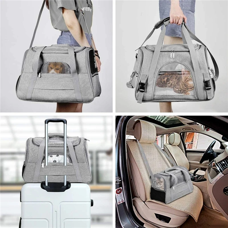 

Locking Breathable Soft Pets Safety Handbag Foldable Outgoing Carriers Travel Zippers Bag Carrier Cat Bags Pet Portable With Dog