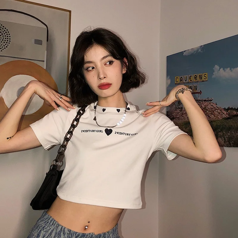 

Women Korean Style Embroidered Short Sleeve Top