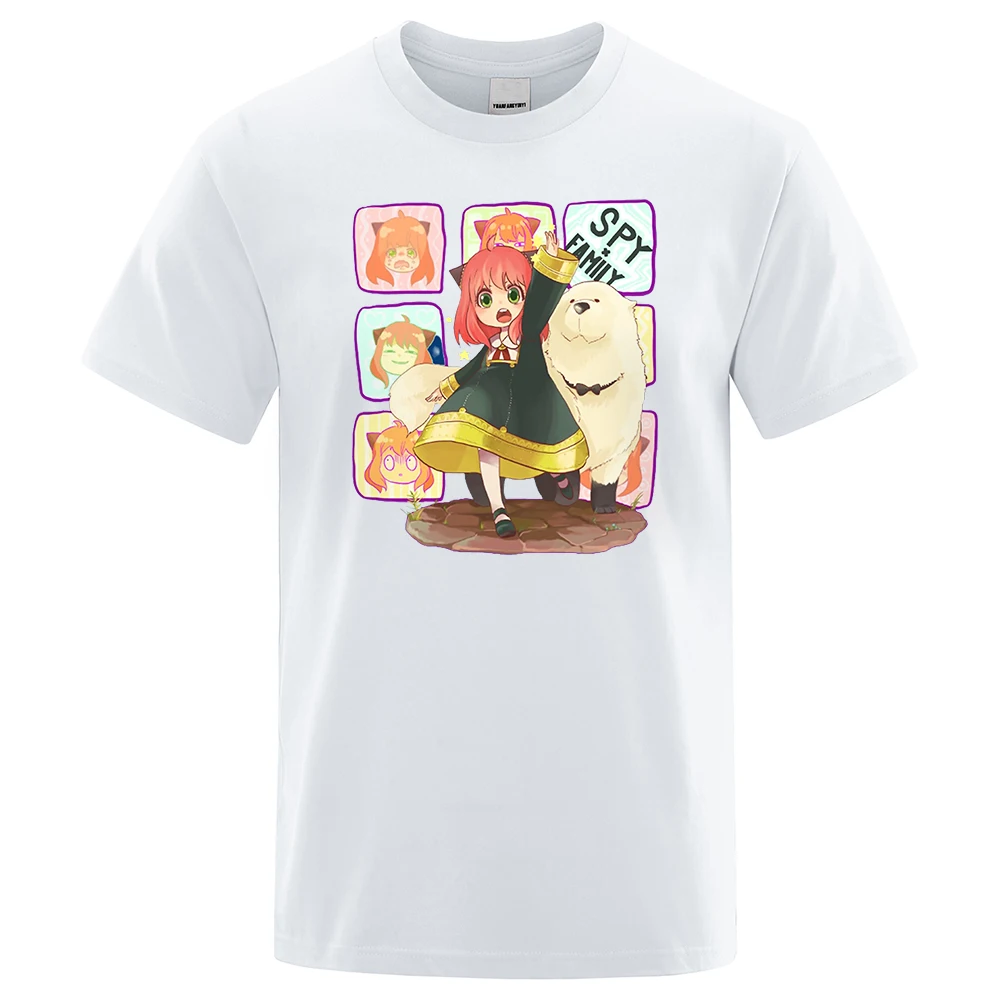 Spy x Family Funny Art Kawaii Prints Male T-Shirts Soft Clothes High Quality Tee Clothes Hip Hop O-Neck Cotton T Shirts