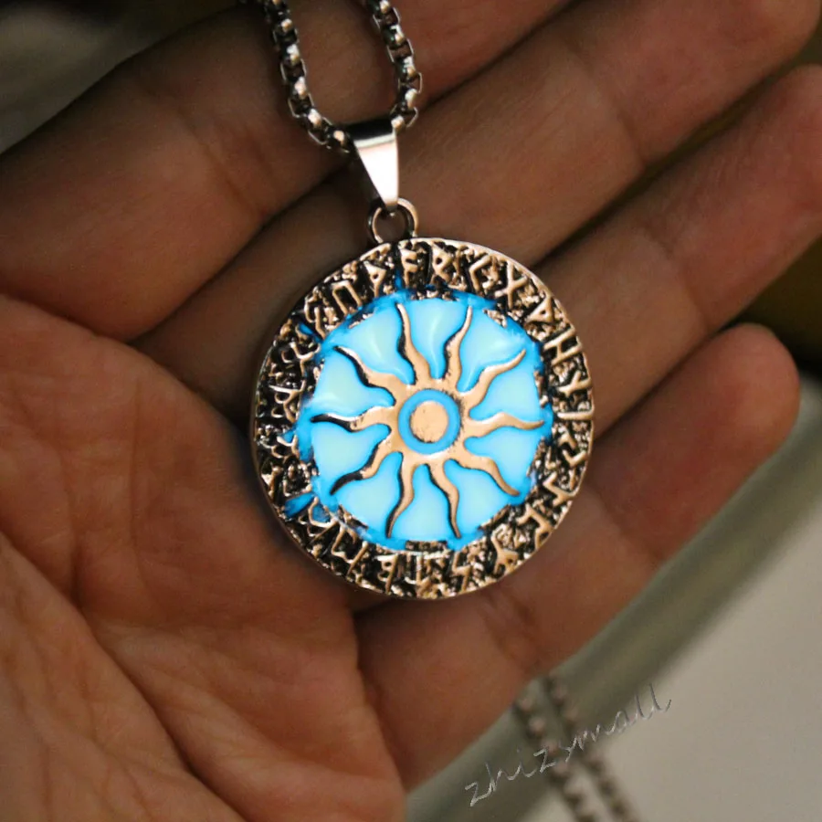 Glowing necklace SUN Necklace Pendent GLOW in the DARK sun star Gift For Man Woman BOYS