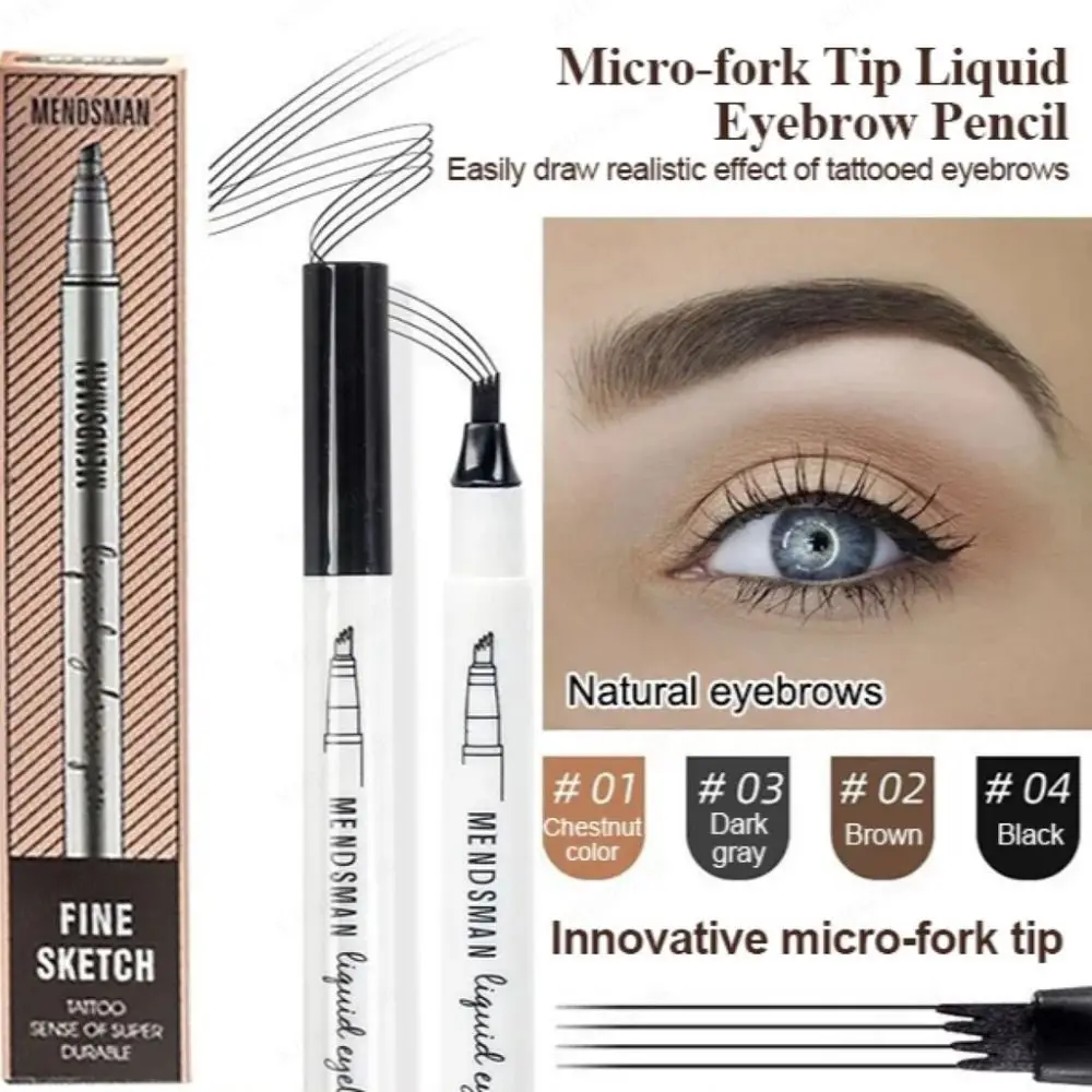 

Waterproof 4 Points Eyebrow Pencil Natural Eyebrow Enhancers Non-smudge Four Fork Tip Liquid Eyebrow Pen 3D Quick Dry Women