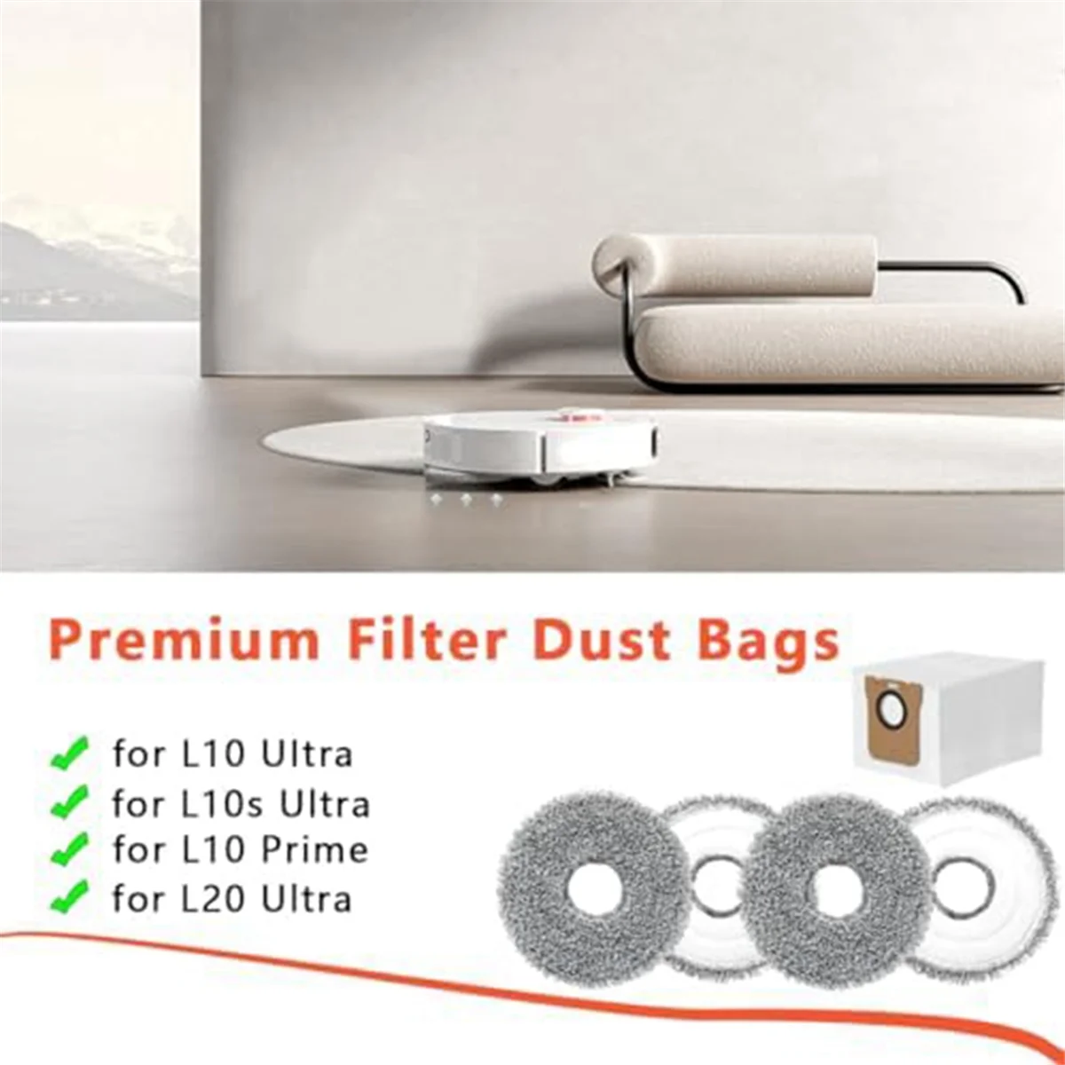 Мешок для пыли тряпки швабры Dreame L10S Ultra L10 Prime L20 6 мешков пылесоса подушечки