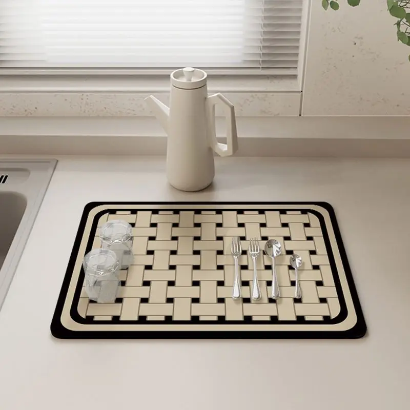 

Cream Air Kitchen Drain Mat Bar Diatom Mud Absorbent Insulated Coasters Wash Counter Tops Wipes Free MATS
