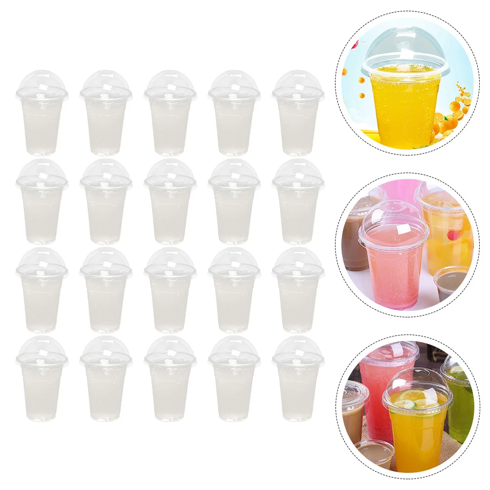 

30 Sets Plastic Cups Lids Drink Juice Clear Milk Design Beverage Package Coffee 12.7X9.5X9.5CM Transparent Abs Child