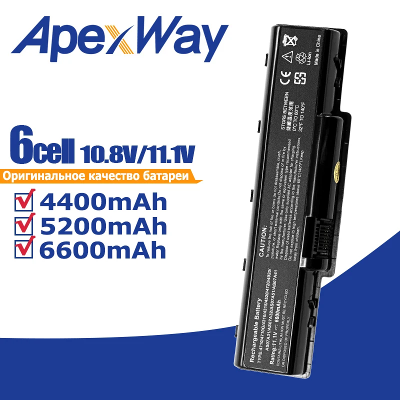 

Аккумулятор Apexway для ноутбука Acer Aspire 4710 4720 4310 4520 4730 4920 5735 AS07A31 AS07A32 AS07A41 AS07A42 AS07A51