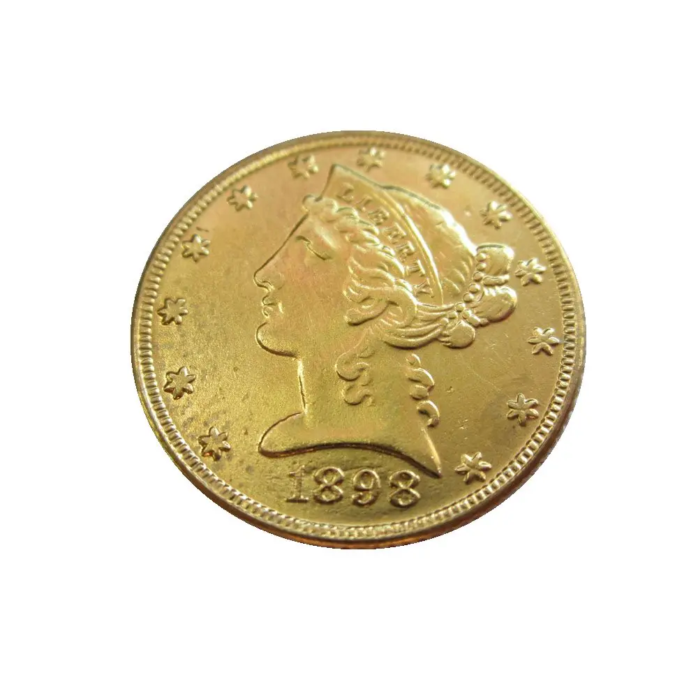 

Копия монеты с головой свободы США 1898 P, S $5 позолоченные (половина Eagles)