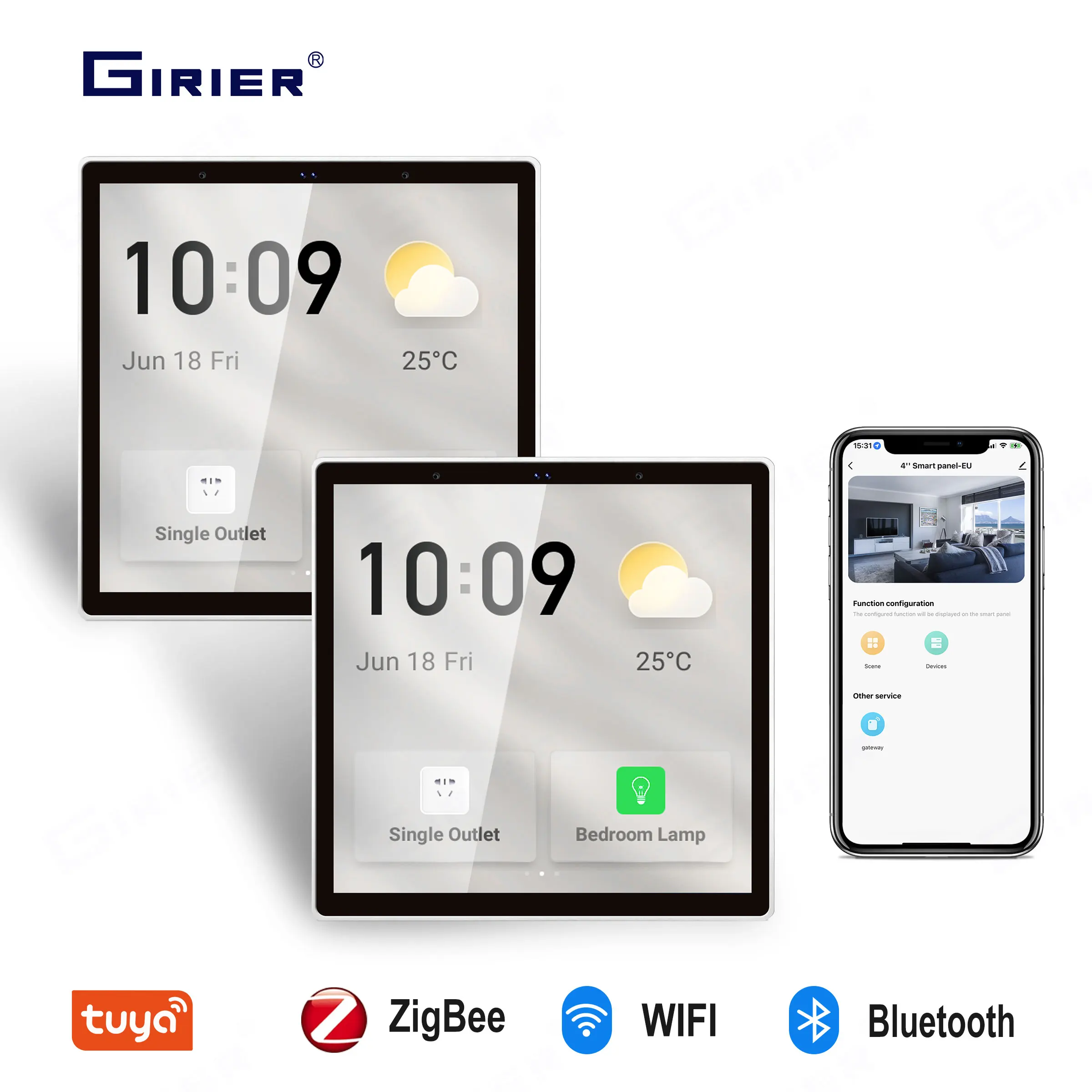 

GIRIER WiFi Smart Central Control Panel 4 Inch EU with Built-in Wireless ZigBee and Bluetooth Gateway Works Smart Scene Function