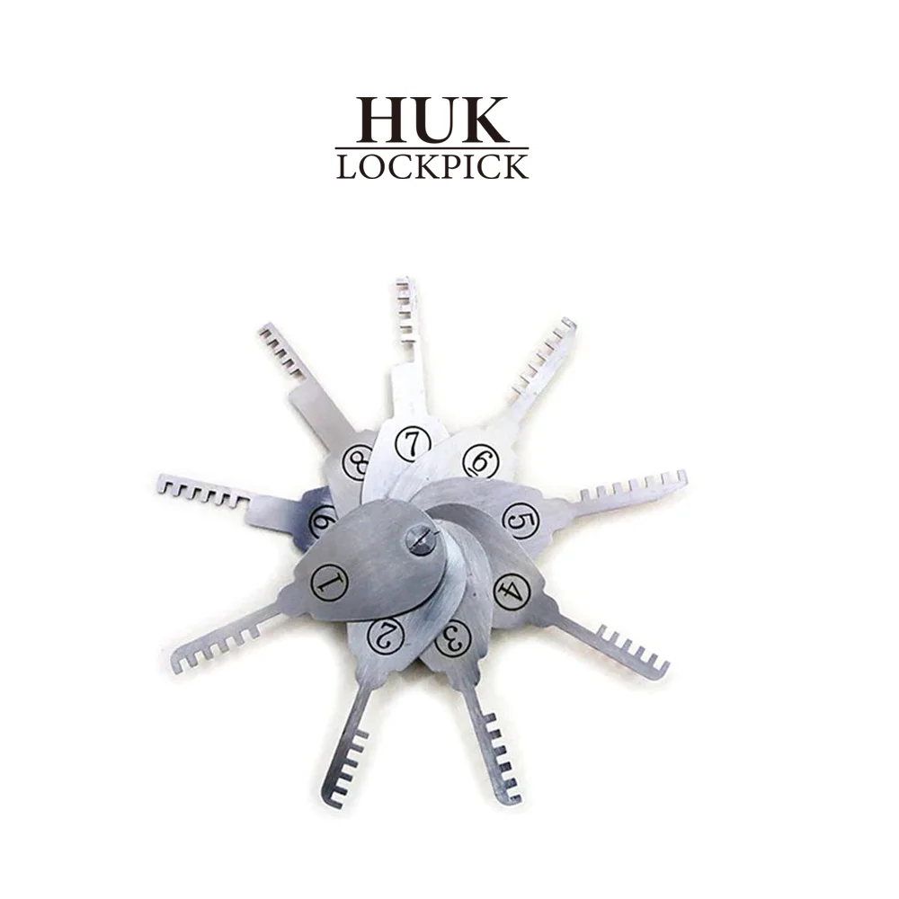 

HUK 9 Piece Comb Lock Pick Set Keychain Designed For Pin Tumbler Locks By Moving Pin Stacks Tradition Locksmith Tools Oldclass