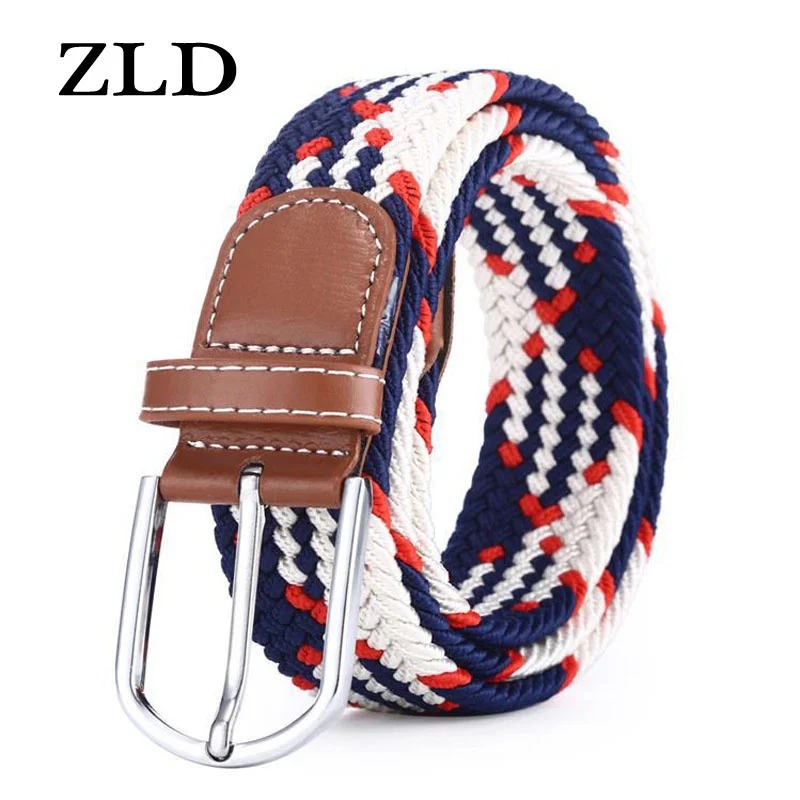 60 Colors Female Casual Knitted Pin Buckle Men Belt Woven Canvas Elastic Expandable Braided Stretch Belts For Women Jeans