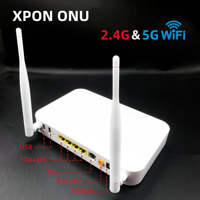 Фото Новый onu xpon ONT 1GE+3FE+5DB WIFI 2.4G&5G двухдиапазонный com wifi 5g FTTH оптическое волокно ONT версия epon gpon XPon ONT №1