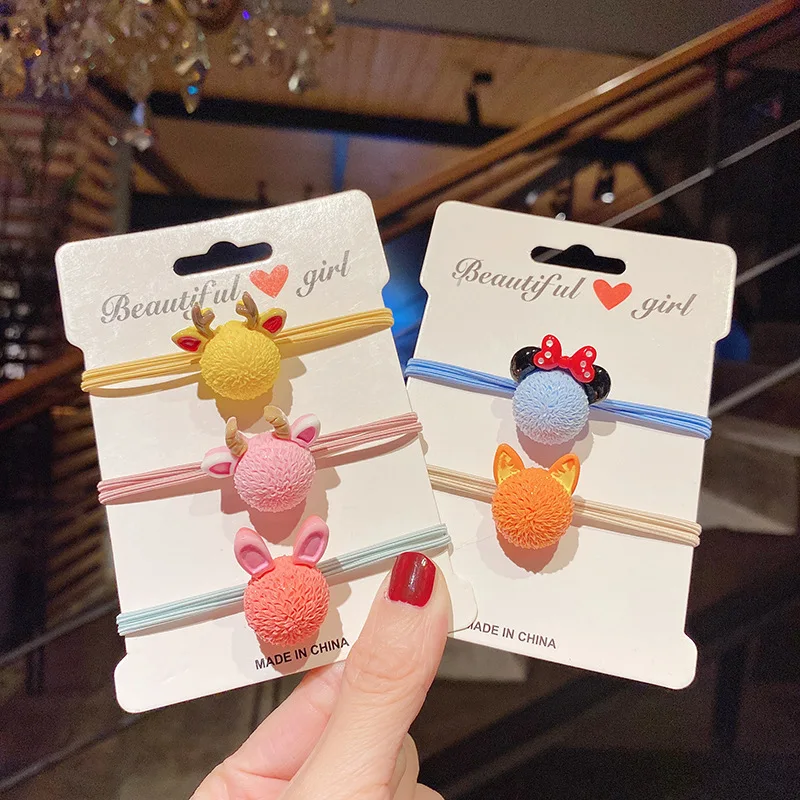 

5PCS Cute Acrylic Christmas Elastic Hair Bands Girls Hair Rope Colorful Hat Bell Hair Gum Ties Accessories