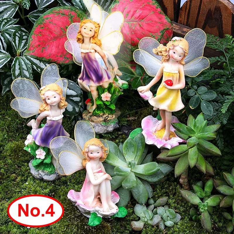 

4pcs/set Flower Angels Princess Miniatures Fairy Garden Decorations Resin Crafts Micro Ornament Decoration Bonsai Figurine Gfits