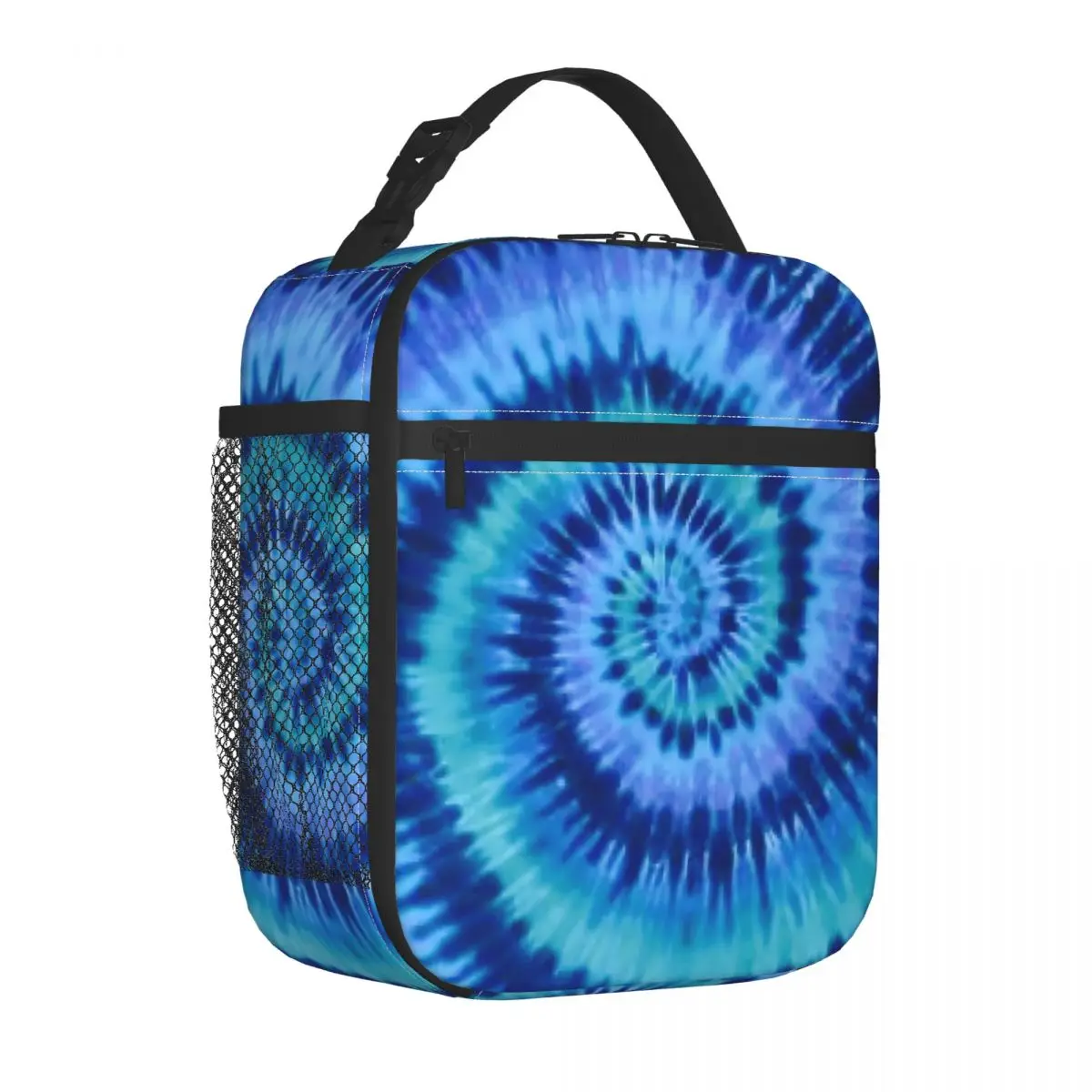 

Blue Tie Dye Lunch Bag Spiral Swirl Print Retro Lunch Box For Child Beach Convenient Cooler Bag Graphic Thermal Lunch Bags