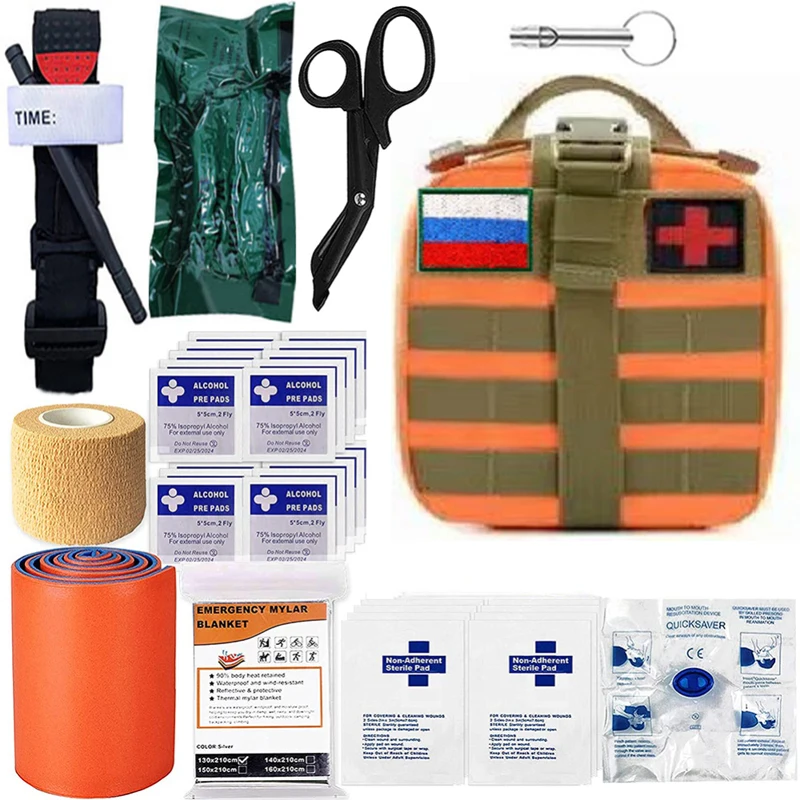 

39 Pcs Survival First Aid Kit Molle Outdoor Gear Emergency Kits Trauma Bag For Camping Hunting Disaster Adventures Survival Kit