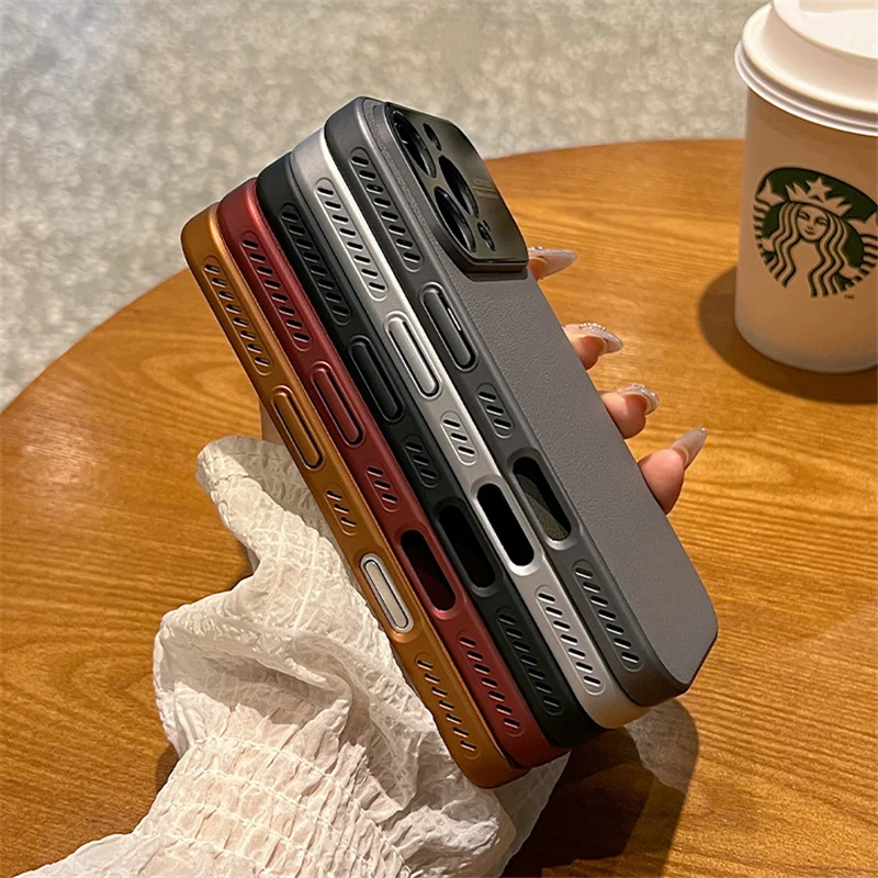 Фото Роскошный деловой чехол Magsafe с защитой линз из искусственной кожи для iPhone 16, 15, 14, 16 Pro Max, матовый противоударный чехол с беспроводной зарядкой №4