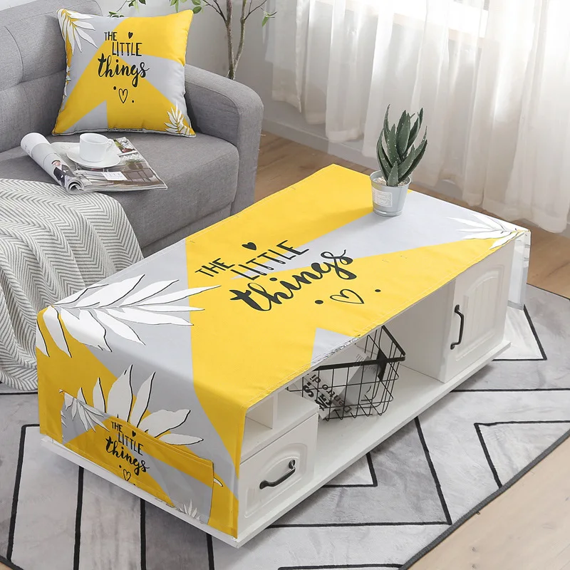 

Waterproof Tea Table Cloth Cotton Linen Room Decor Thick Rectangular Table Cloth Coffee Table Cover