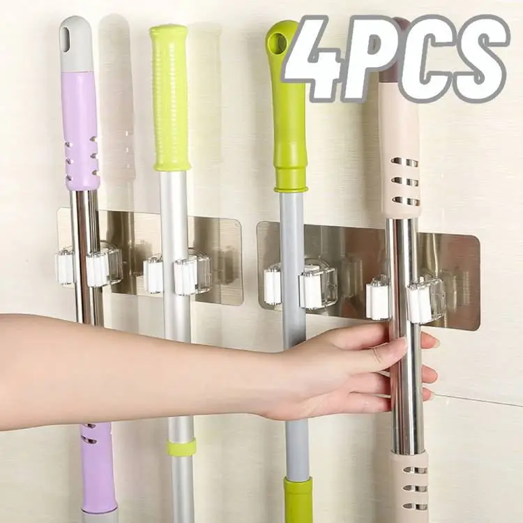 

1/2/4PCS Kitchen Bathroom Adhesive Multi-Purpose Hooks Wall Mounted Mop Organizer Holder RackBrush Broom Hanger Strong Hooks