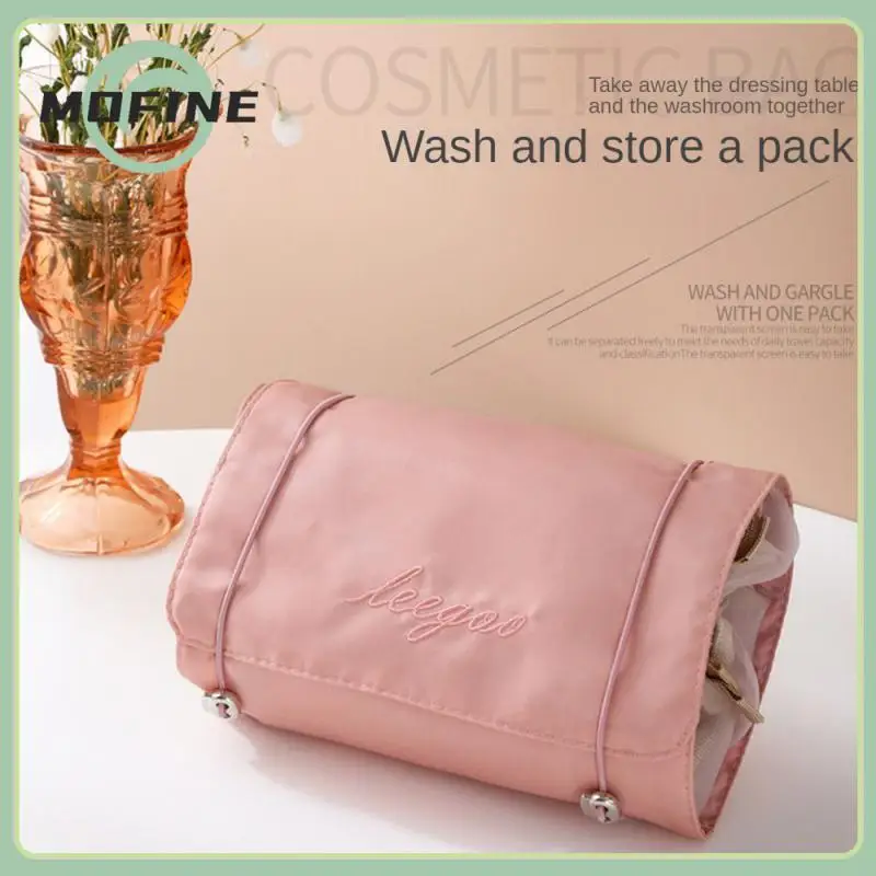 

Mesh And Twill Fabric Travel Makeup Organizer Women Washing Bag Outgoing Removable Storage Bag Home Accessories 54.5x23cm 4-in-1
