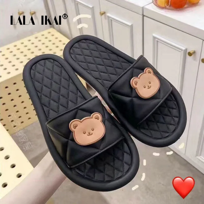 Фото Шлепанцы LALA IKAI женские, повседневные сандалии на платформе, домашние мягкие тапочки, симпатичные, летние, 2021 №4