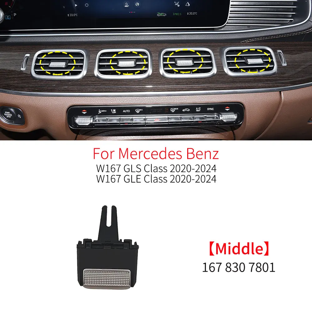 

Для Mercedes W167 Автомобильная передняя вентиляционная решетка, зажим, накладка, детали для ремонта розетки кондиционера, комплекты для Benz GLE GLS Class GLE300 GLE320 GLS450