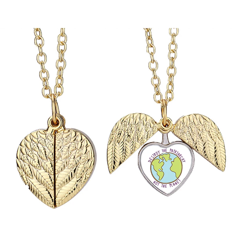 

Destroy The Patriarchy Not Planet Nzd Heart Active Angel Wing Necklace Beautiful Pendant Fashion Jewelry