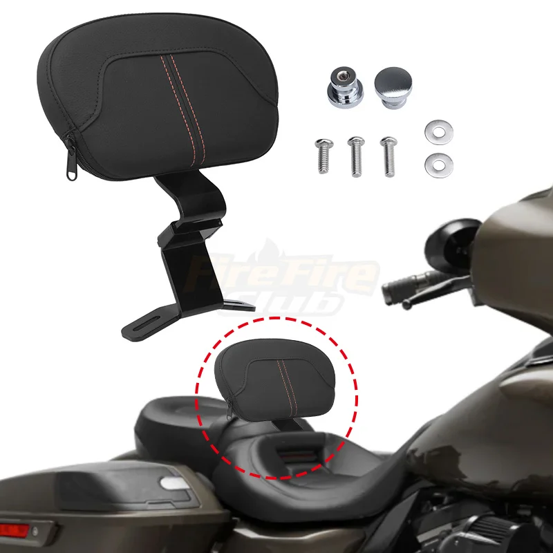 Motorcycle Black Front Driver Backrest Pad For Harley CVO Touring Road King Electra Street Road Glide Ultra Classic FLHTCU 09-22